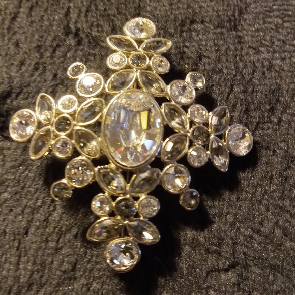 Vintage Givenchy Swarovski Crystal Maltese Cross Brooch Pin - Picture 1 of 5